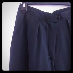 Wide legged black pants. Silky poly blend fabric